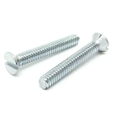 #12-24x1" Slotted Flat Head Machine Screws Steel Zinc (Choose Qty)