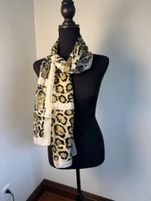 Vintage Honey Made In Italy Scarf Sheer Leopard Print Polyester 62  X 15  