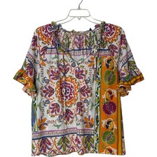 Philosophy Multicolored Lightweight Boho Short Sleeve Blouse Womens Plus 2X