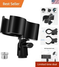 Adjustable Microphone Clip Holder for Mics 1.26" to 2.3" - Durable ABS Black