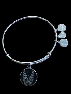 Alex And Ani Guardian Angel Shiny Silver Charm Bangle Bracelet NWOT