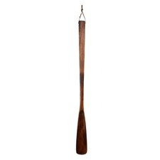 Wooden Shoe Horn 21.3" Straight Handle Shoe Helper Wood Shoehorns, Dark Brown