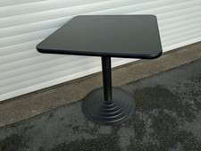 Tables, black, square 70cm top, round weighted base, seats 4
