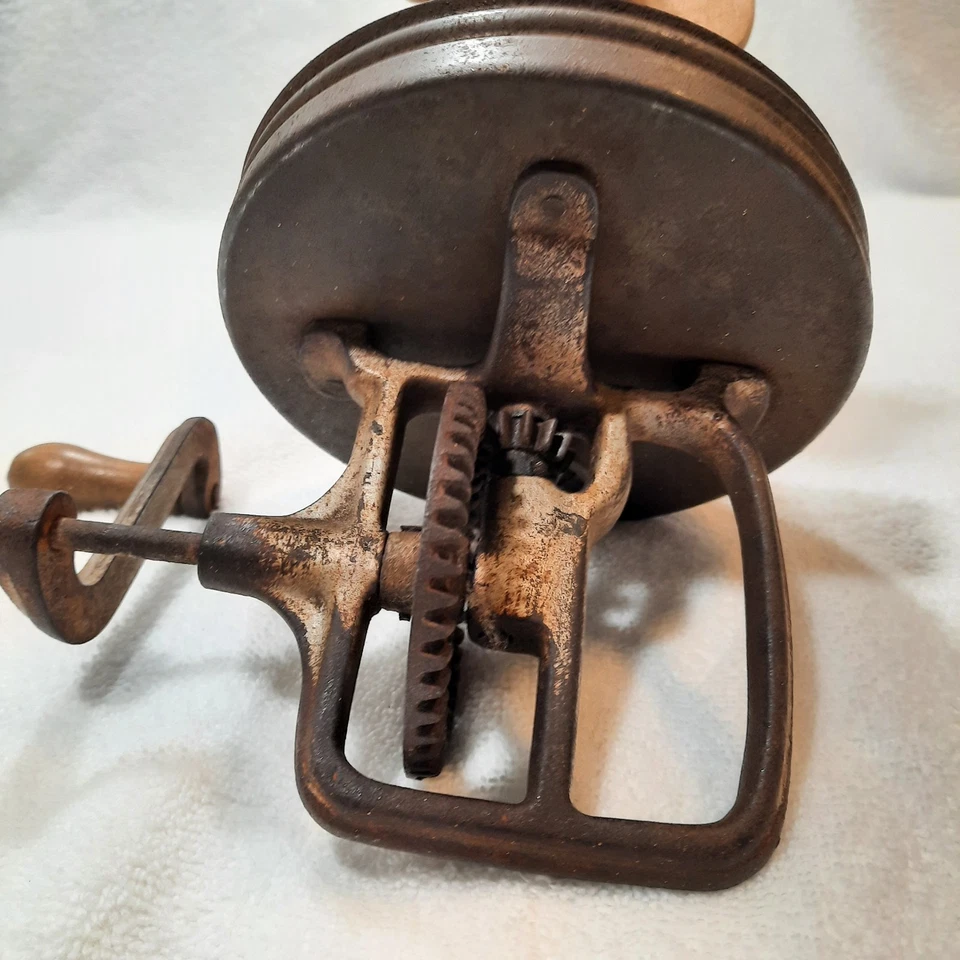 Antique Pre-1920s Lrg SCC Glass Hand Crank Butter Churn Square Jar Dazey 8x16"T - Image 3 of 4