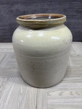 Antique Stoneware Farmhouse Crock Jar Stone / Beige Ohio 