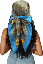 Large Square Head Satin Scarf Silk Feeling Hair Scarf 35"Head Scarves Bandana fo