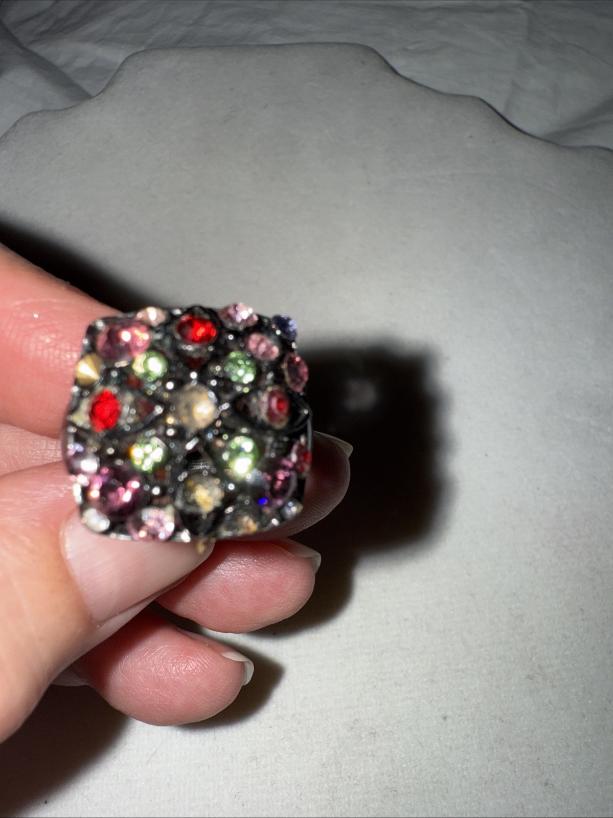 Cluster Cocktail Ring Multi Color Rhinestones Siz… - image 3