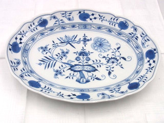 MEISSEN ONION PATTERN MEAT PLATTER SERVING PLATE 5cm 26.5cm 36cm