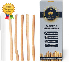 Pack of 5 Miswak Sticks for Teeth with Holder Vacuum Sealed Natural Flavored