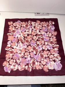 NWOT Vintage VALENTINO Small Pink Floral 100% Cotton Scarf, 17.5” X 17” Italy