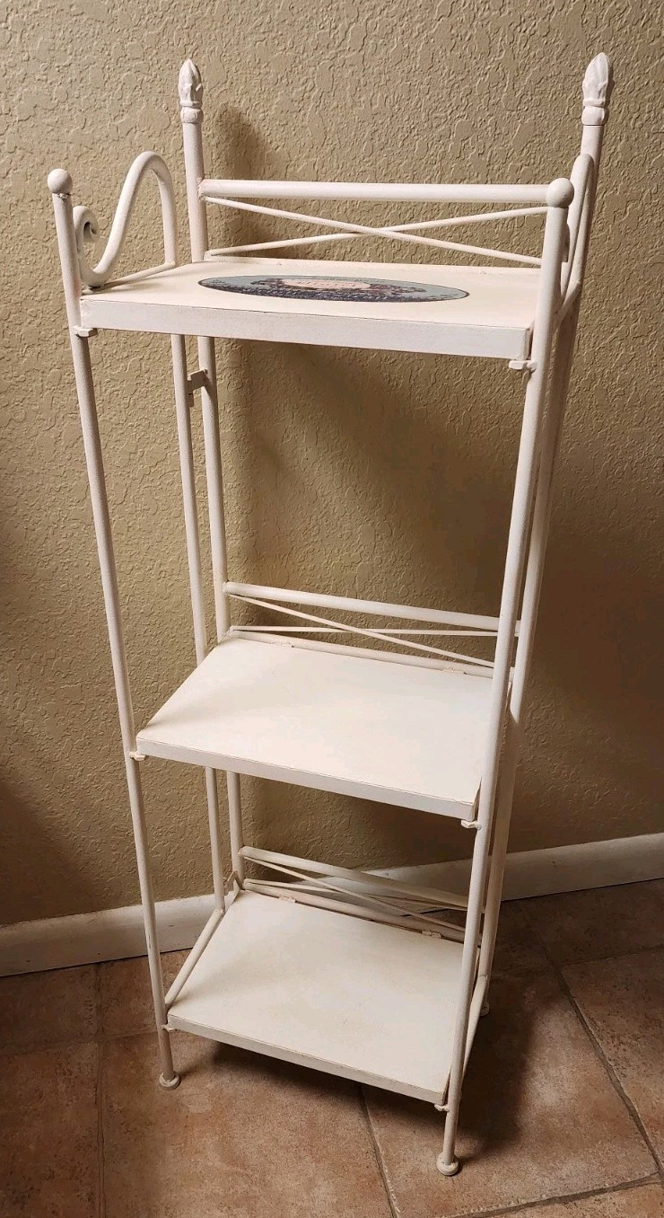 Vintage Decorative 3-Tier Metal Bookcase Display Stand Shelving Unit