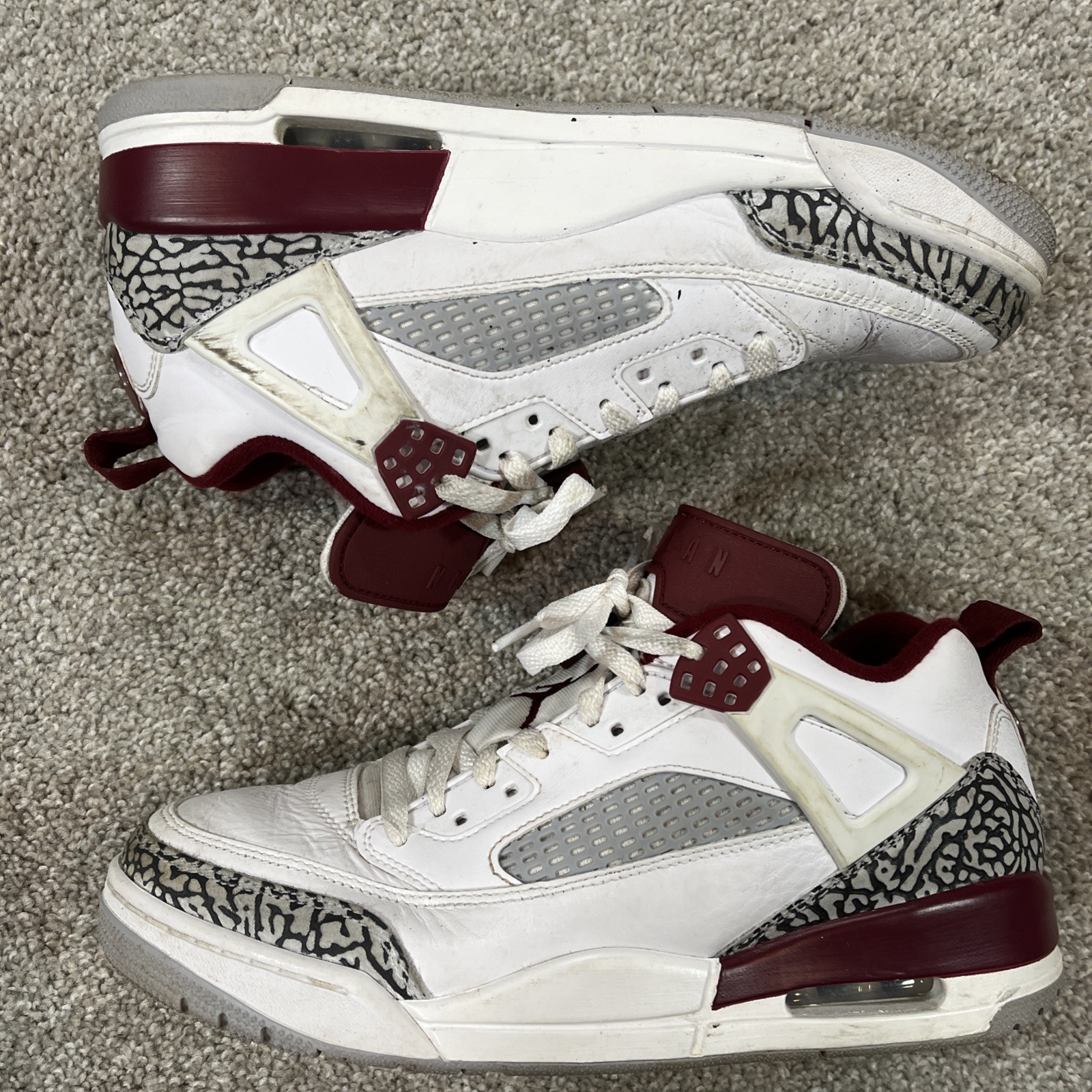 SAOLA Nike Jordan Spizike Bordeaux 315371 070 Uomo Taglia 9 Bianco Marrone Stampa Elefante