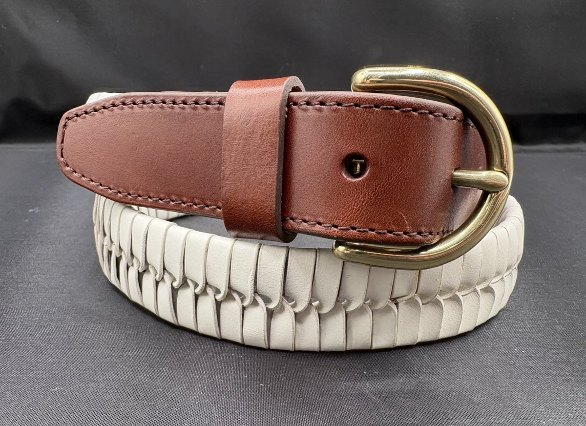 Fossil Women’s  White and Brown Woven Leather Belt This intricately braided women main image 3