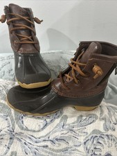 Sperry Saltwater Duck Boots Kids Size 3M Brown Rubber Fixed Lace Zipper