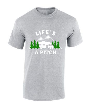 LIFE'S A PITCH HERREN T-SHIRT CAMPING WOHNMOBIL ZELT OUTDOOR NATUR DESIGN TOP