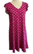 LOFT Dress Womens Medium Above Knee Pink Floral Capped Flutter Sleeves Low Back