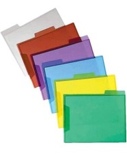 Plastic File Folders, 6 Pack Translucent Assorted Colors Office Depot NEW