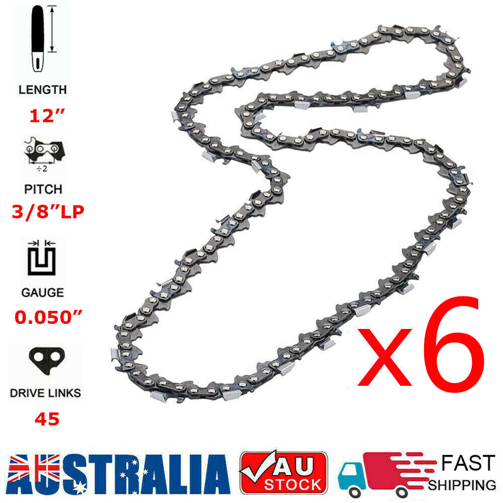 6PCS 12" CHAINSAW CHAIN 3/8LP 050 45DL for Ozito for ECHO for DOLMAR