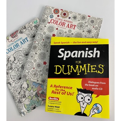 Lot of three books Spanish for dummies color art 5899