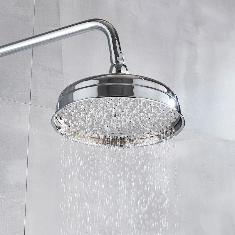 Polished Chrome 8 inch Round Rainfall Shower Head Bathroom Overhead Shower Head