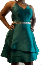 BCX Green Short Dinner Dress With Rhinestones