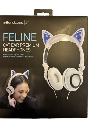 NEW Sound Logic XT Feline Cat Ear Premium Headphones Accent Lights BLUETOOTH