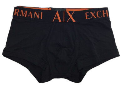 Armani Exchange Men's Stretch Cotton Boxer Brief With Logo, Black, S