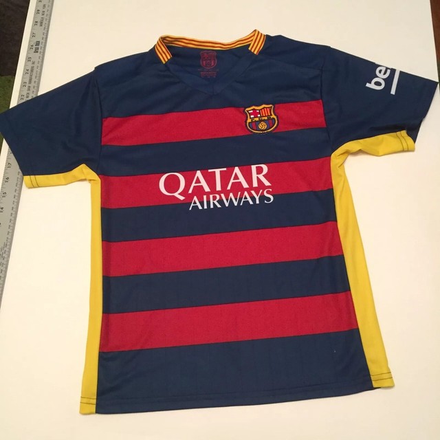 Barcelona FC FCB Qatar Airways Football Soccer Jersey Size 14 Youth L