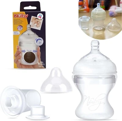 NÛBY Nuby 150ml Silicone New Born Baby Feeding Bottle Wide Neck Anti Colic Slow Flow