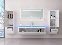 BadmöBel Set Hochglanz Weiß BadmöBel Set Montiert Touch Led System 120 Cm Bad