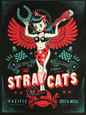 SOLD OUT Stray Cats 2018 Costa Mesa Silkscreen Poster by Scrojo