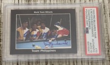 EFREN BATA REYES & DJANGO BUSTAMANTE DUAL AUTOGRAPHED 1993 WTB ROOKIE CARD PSA10