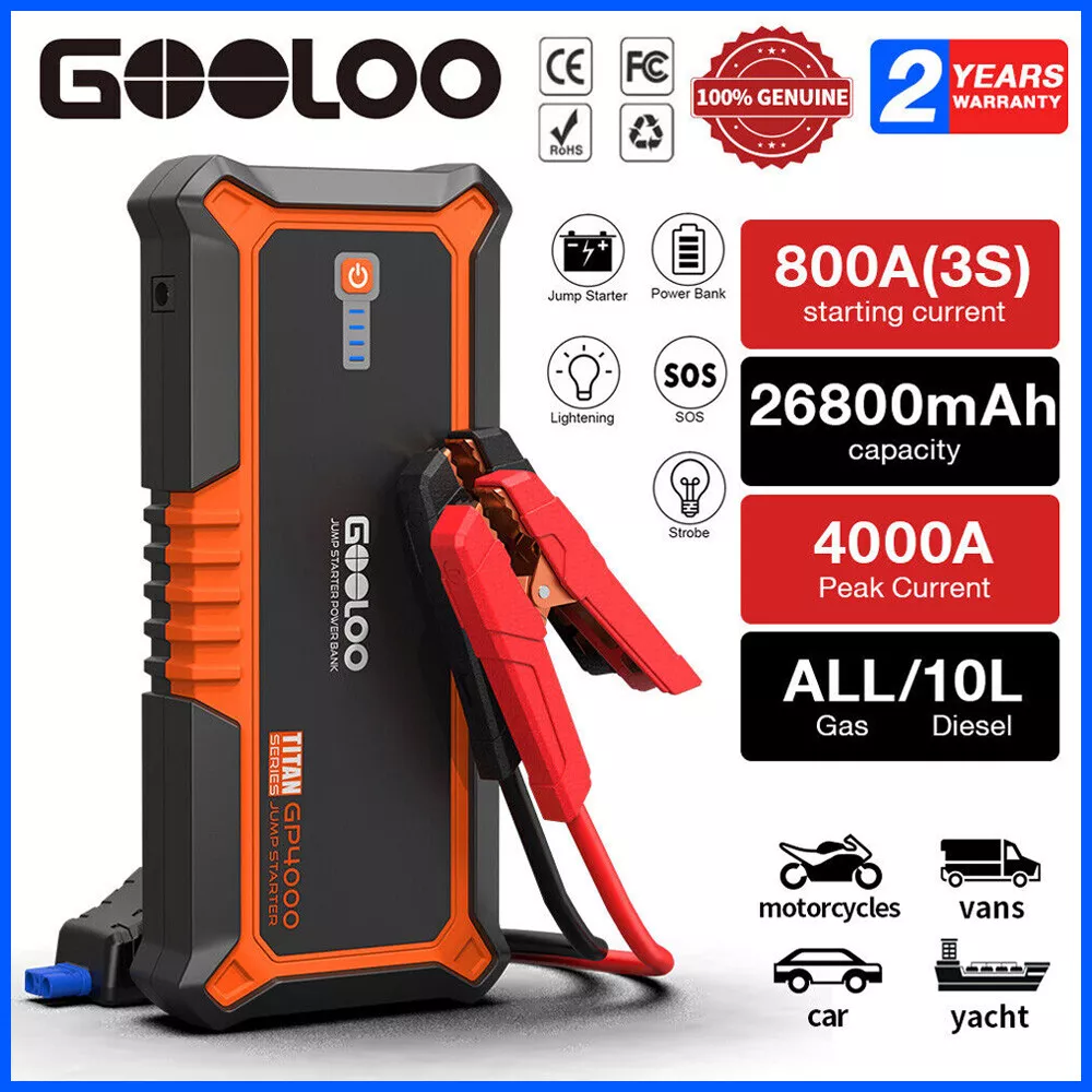 GOOLOO 4000A Car Jump Starter Power Bank 12V Jump Box Portable Battery  Charger