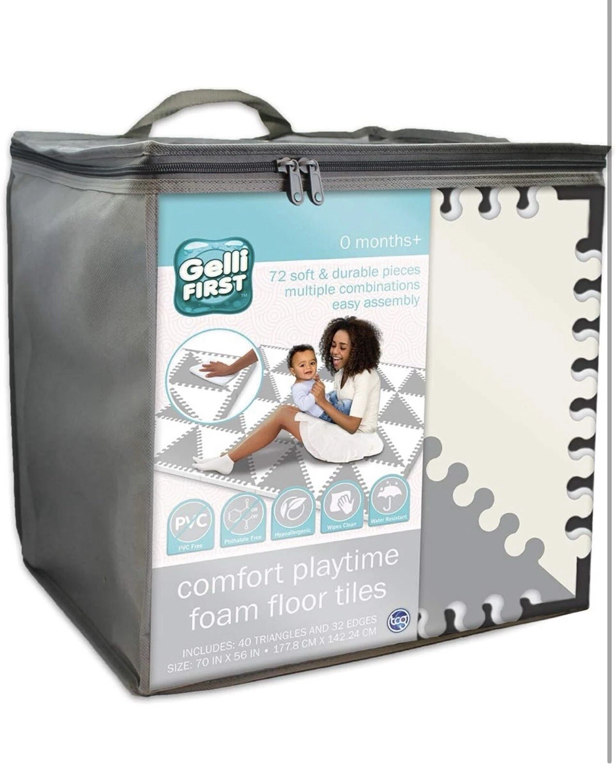 Gelli Mat - Comfort Playtime Foam - 72 Piece Baby Play Mat Interlocking Foam Flo