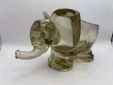 Vintage Mid Century Art Glass Elephant Pipe Holder or Cigar Ashtray Smokey Glass
