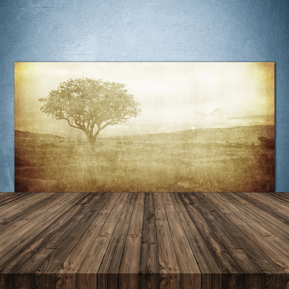 Crédence de cuisine en verre poli 140x70 cm panneau décoratif Nature Arbre