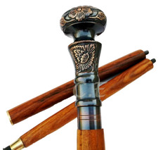 collectible designer Antique Finish Royal Brass Handle brown wood Walking Stick