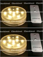 2 Warm White 10 LED Submersible Waterproof Wedding Vase Base Light Floral Remote