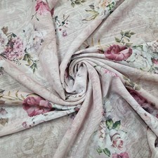 Hochwertiger bedruckter Blumenmuster Lurex Chiffon Stoff in Rosa Meterware verkauft