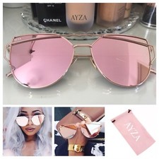 AYZA So Hot Real Cateye Sonnenbrille Damen Rosegold Verspiegelt Brillentasche