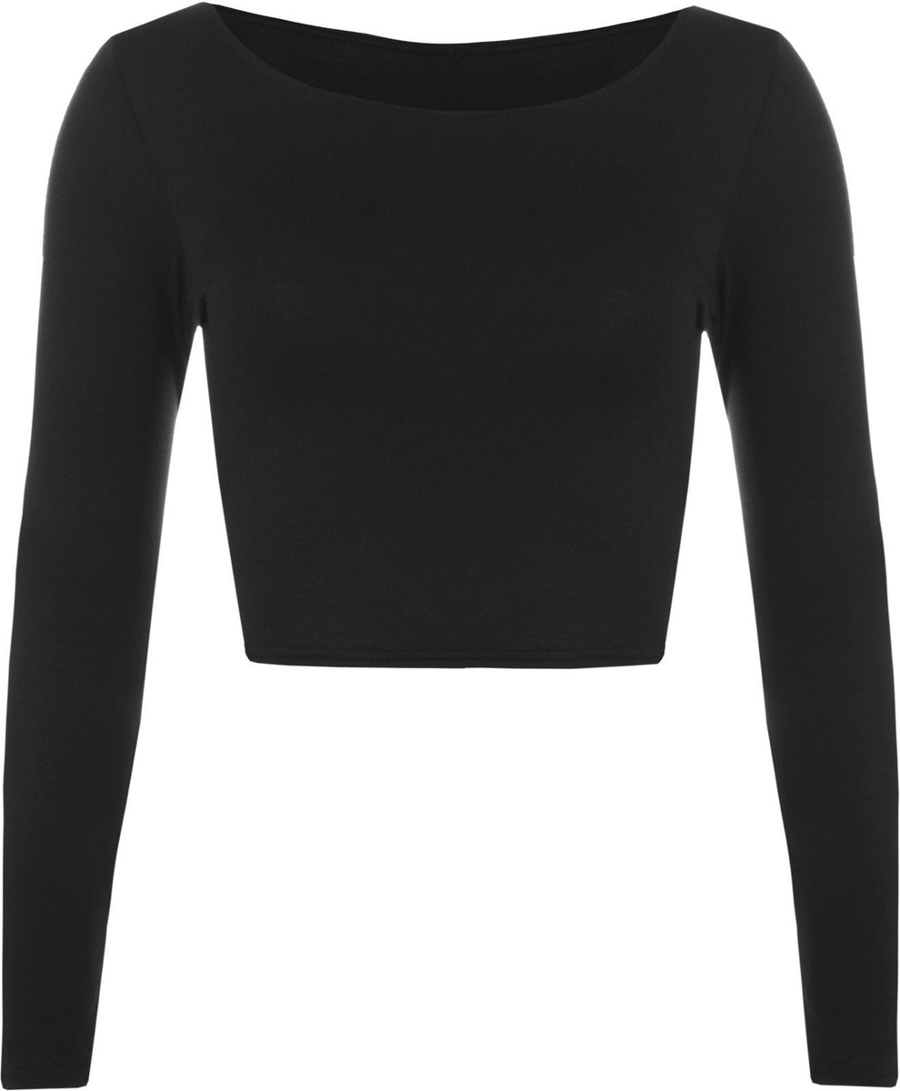 Urban Classics Cropped Long Sleeve Scoop Neck T-shirt In Black - Foto 3