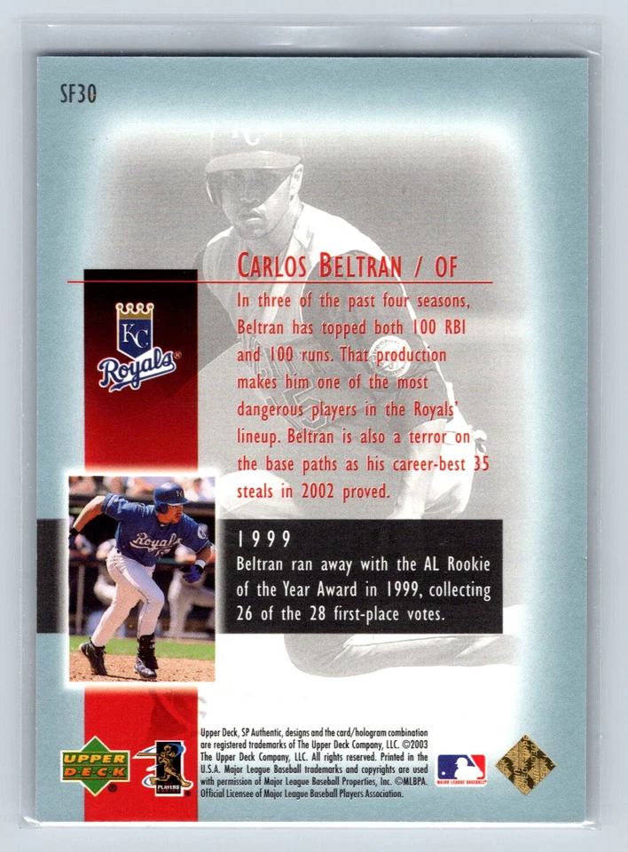2003 SP Authentic Carlos Beltran Superstar Flashback #SF30 1648/2003 - Image 2 of 2