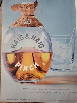 1957 Haig & Haig PInch scotch Whiskey whisky bottle vintage color