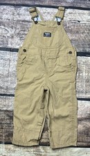 VTG Oshgosh Overalls Kids Toddlers Size 24M Cotton Khaki Tan