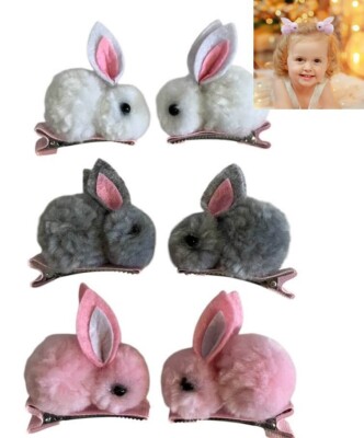 Paar Osterhasen Haarschleifen Bommel Hase Krokodilklemme UK-Verkäufer  