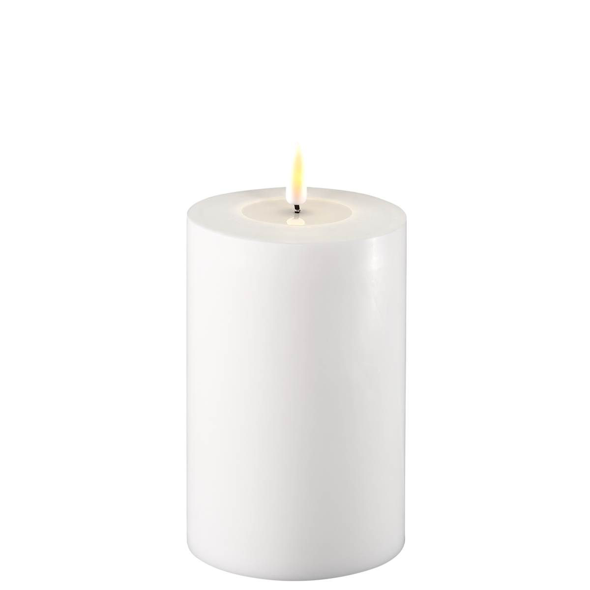 LED Wax Pillar Church Candle Cream Realistic Flicker Flame Light Home 15x10cm