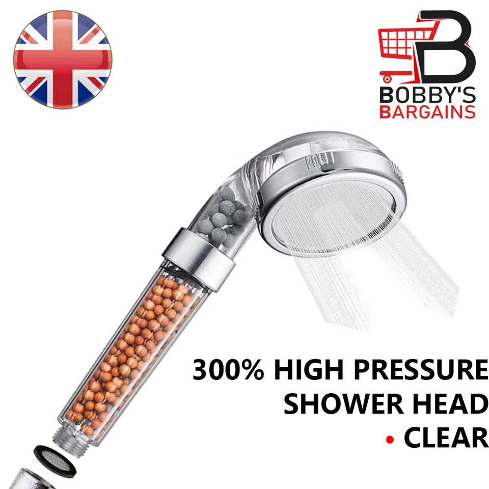 SHOWER HEAD 300% HIGH PRESSURE WATER SAVING TURBO BATHROOM POWERFUL WITH FILTERS