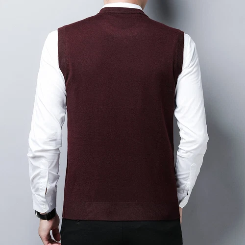Suéter Chaleco Para Hombres Cuello Redondo Otoño Tejido Camisetas sin Mangas Pullover - Imagen 19 de 42