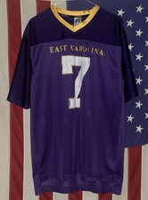 Vintage East Carolina Pirates #7 Russell Football Jersey Purple Small 34-36 Mesh
