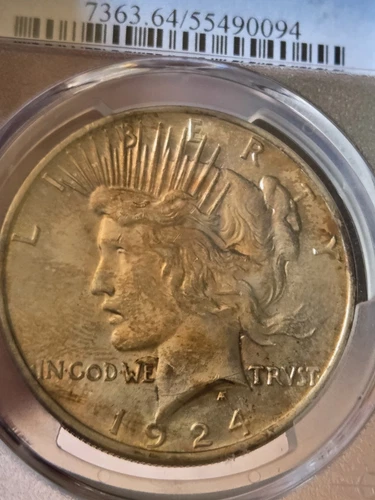 1924 $1 Peace Dollar PCGS MS64 Toned